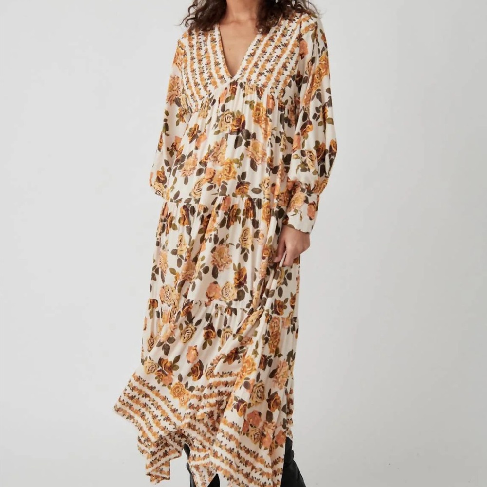 FREE PEOPLE Rows of Roses Maxi Dress in Ivory Combo